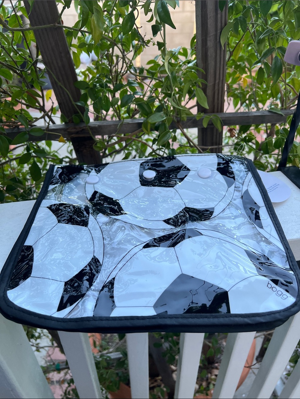 BOGG BAG Black and White Soccer Print Tote 2 bags 1 large and 1 small - Picture 3 of 7
